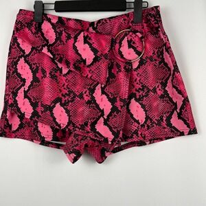 Venus Womens L Pink Snake Print Mini‎ Skort Club Mobwife Y2K Punk